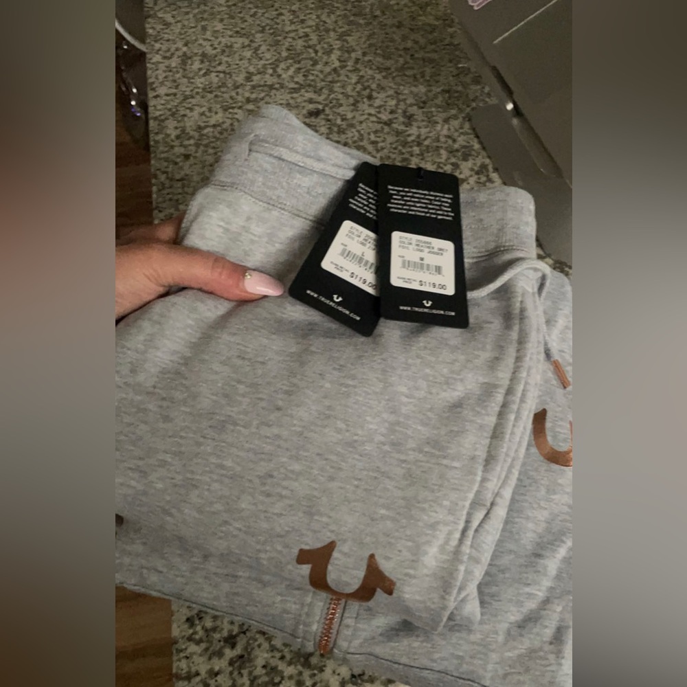 True religion. Heather gray, matching track set